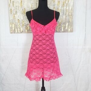 In bloom pink lace sheer nightie